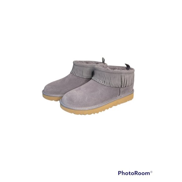 UGG Shoes - Ugg Women’s Ultra Mini  Fringe Bling Boot Size 6 Gray NEW . Boots comfy winter